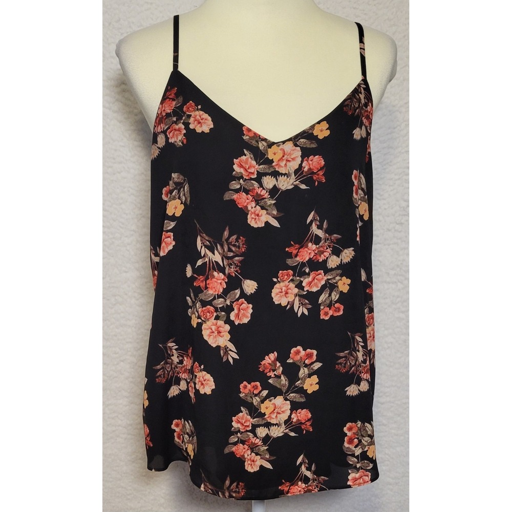 Pink Republic‎ Floral Tank Top Large Adjustable Straps Sleeveless Lined 0990